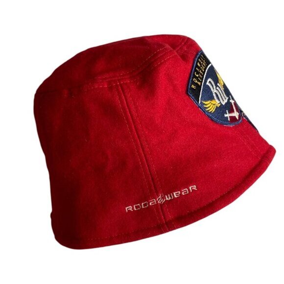 Y2K Rocawear Red Wool & Viscose Bucket Hat With Embroidered Patches - Picture 2 of 6